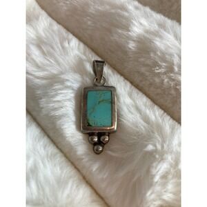 Vintage 925 Sterling Silver & Turquoise Pendant ATI Mexico Southwestern